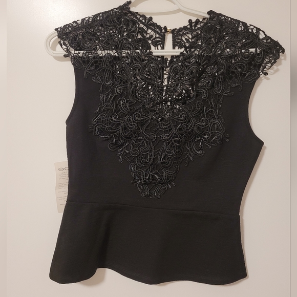 Bebe black lace peplum top size small - Picture 3 of 6